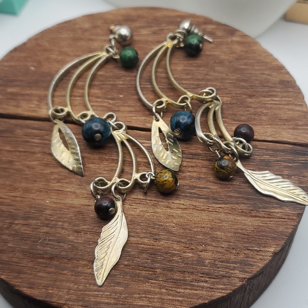 Fairy core cottage leaf dangle earrings E878